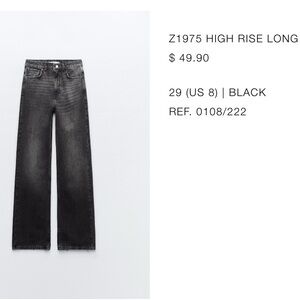 Zara Black Straight Jeans High-Rise